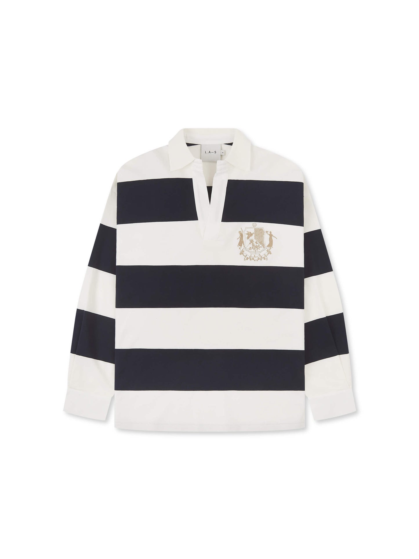 'CLEMENCE' VARSITY STRIPED RUGBY TOP NAVY