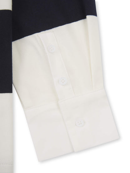 'CLEMENCE' VARSITY STRIPED RUGBY TOP NAVY