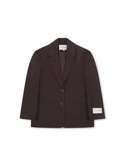 'BEAU' OVERSIZED SINGLE BREAST BLAZER BROWN